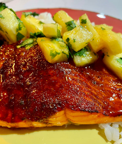 Southwestern Honey Chipotle Salmon with Pineapple Salsa